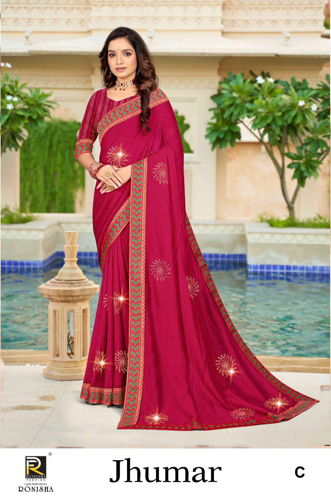 Jhumar A To H By Ronisha Swarovski Work Designer Sarees Wholesale Suppliers In Mumbai
